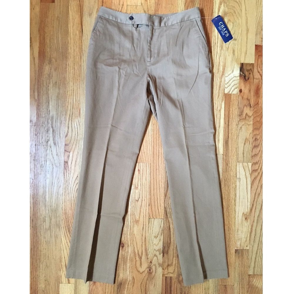NWT Chaps Slim/Straight Leg Khaki Seamed Pant Size 10